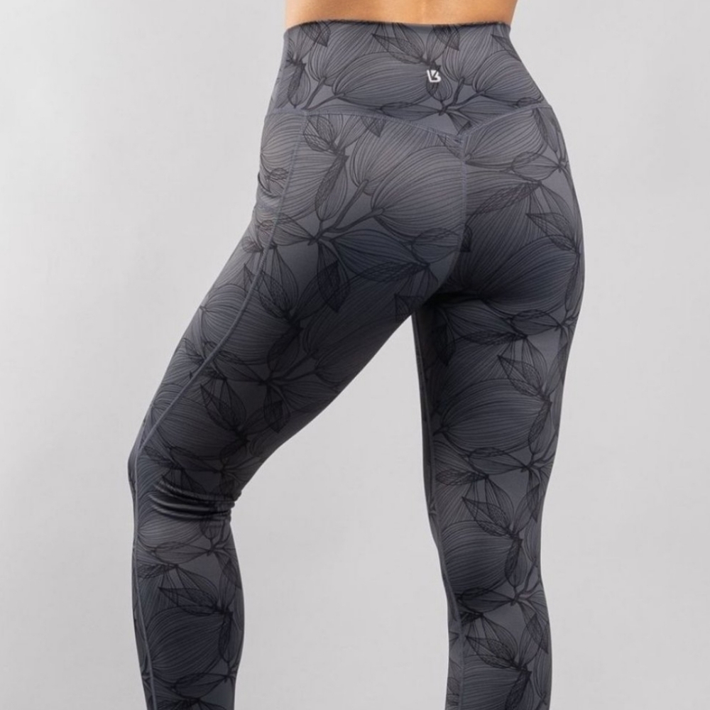 BuffBunny Gray Floral High-Waist Leggings